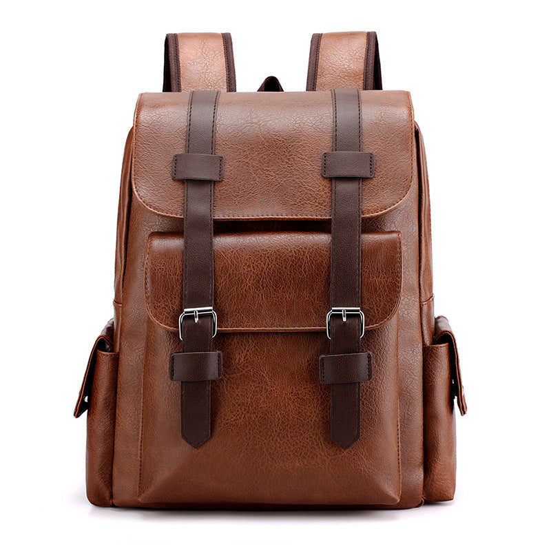 Large Soft PU Leather Casual Business Laptop Travel Backpack