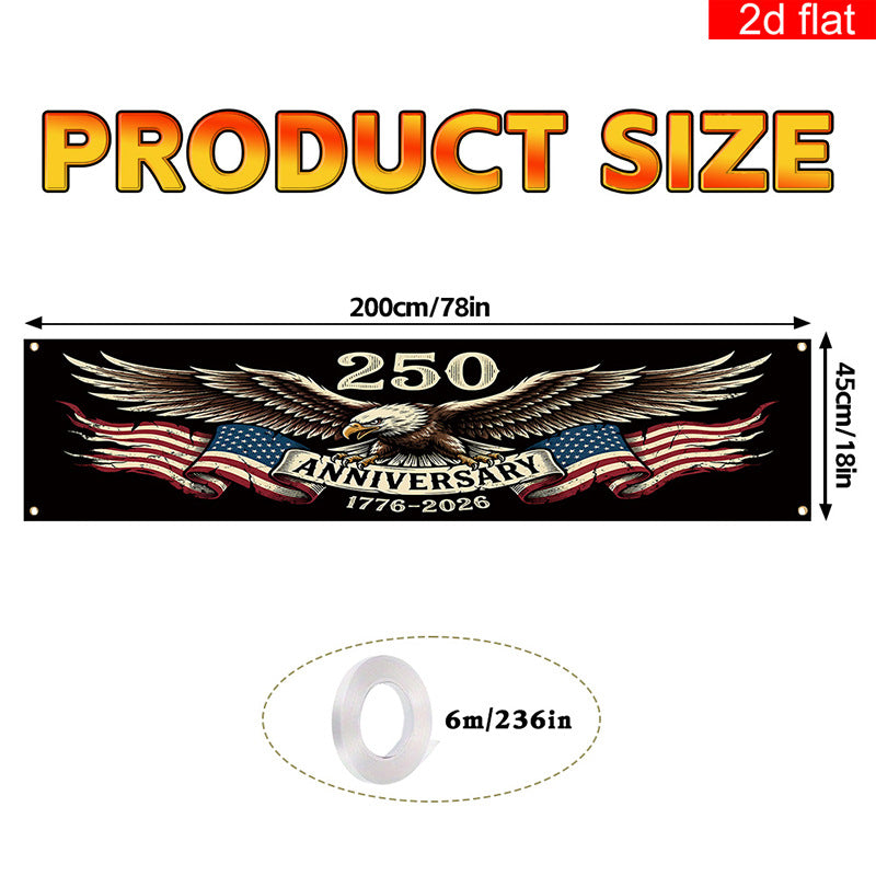 Independence Day 250th Anniversary Hanging Flag Banner