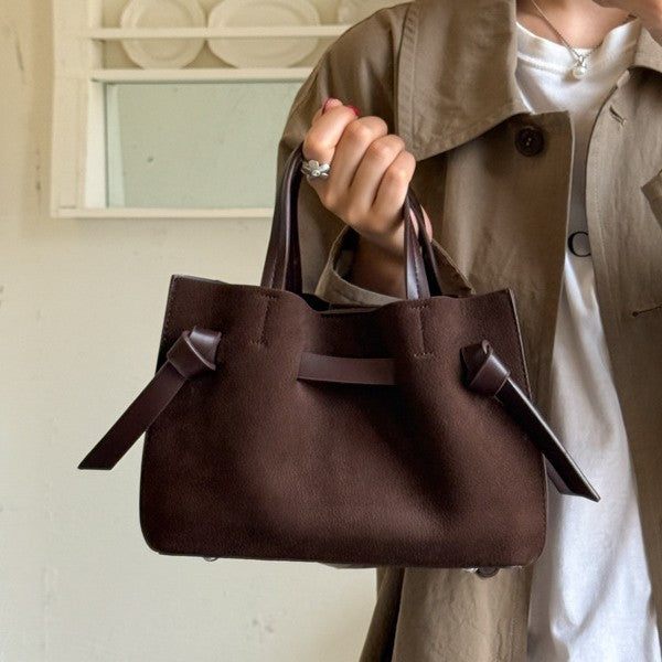 Vintage Suede Convertible Crossbody bag with Tie Detail