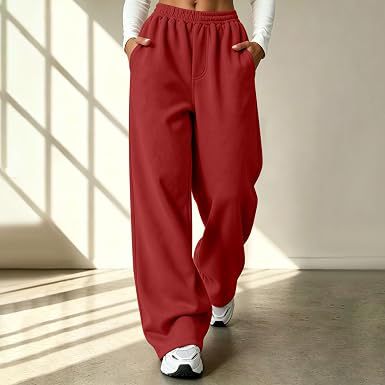 American-Style High-Waisted, Flowy-Fit Wide-Leg Sweatpants for Women—Spring/Fall Loose-Fit Casual Pants in Pink, Black, and Green with Cuffed Ankle Hems