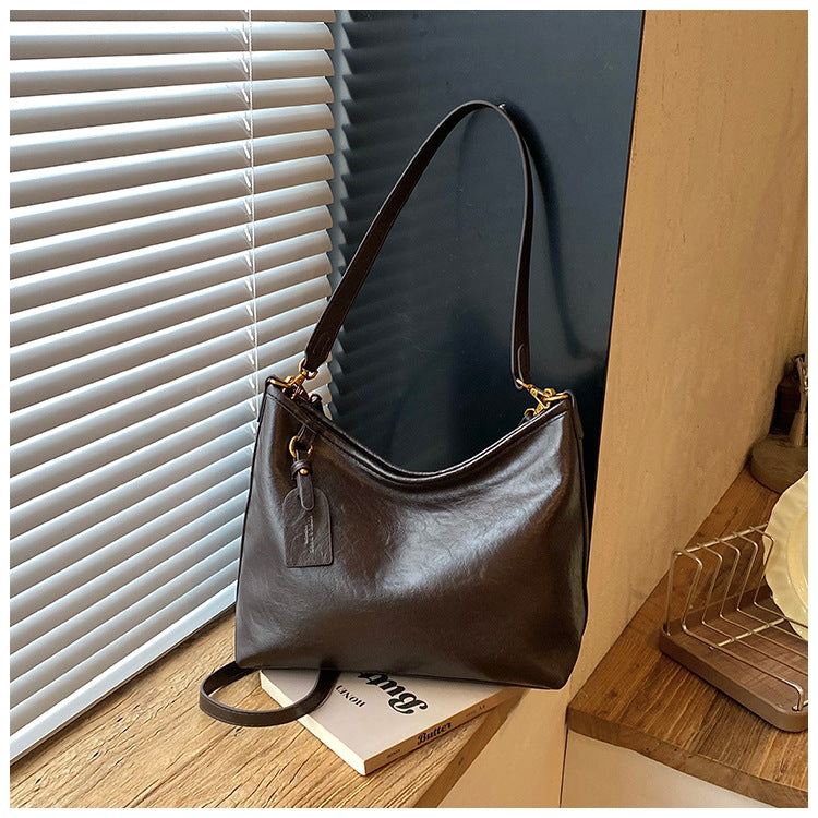 Minimalism Soft PU Leather Hobo Shoulder Bag with Adjustable Strap