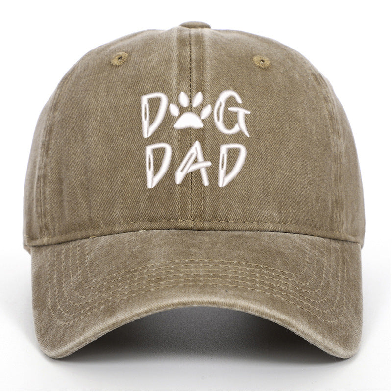 Washed Pure Cotton Embroidered Large Brim Cap
