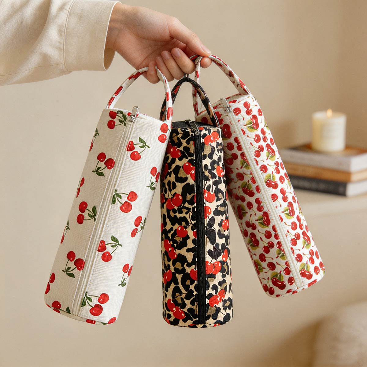 Corduroy Printed Waterproof Hair Dryer and Curling Iron Storage Bag