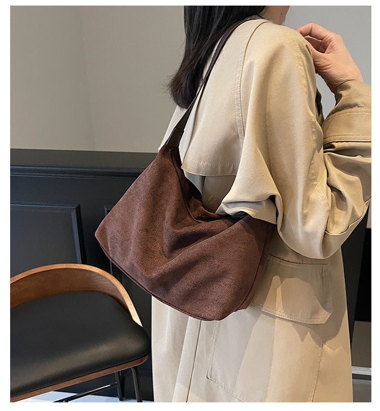 Vintage Crescent Soft PU Leather Baguette Shoulder Bag