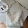 [Suxi Cloth Bag] French Lace Embroidered Gauze Cotton Bag Single Shoulder Underarm Women'S Canvas Bag Literary Simple Retro