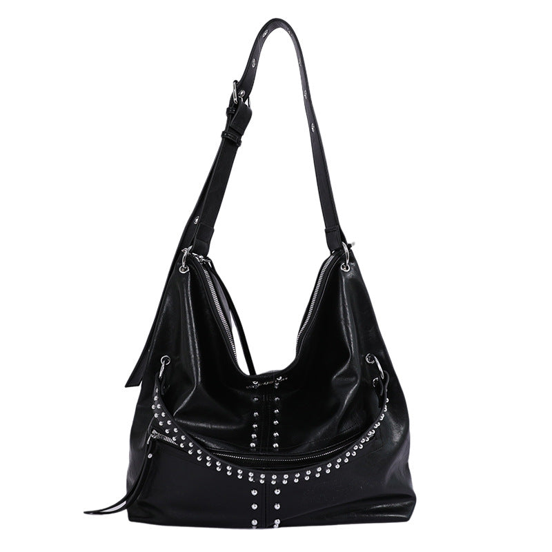 Vintage Studded PU Hobo Shoulder Bag