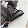 Minimalist East West PU Leather Baguette Shoulder Bag