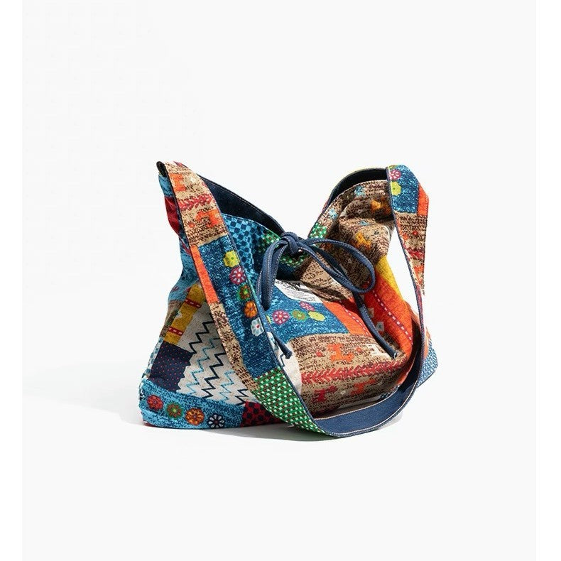 Bohemian Retro Collage Double-Sided Canvas Bag For Women