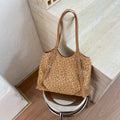 Vintage Leopard Print Shoulder Bag with Buckle Accents