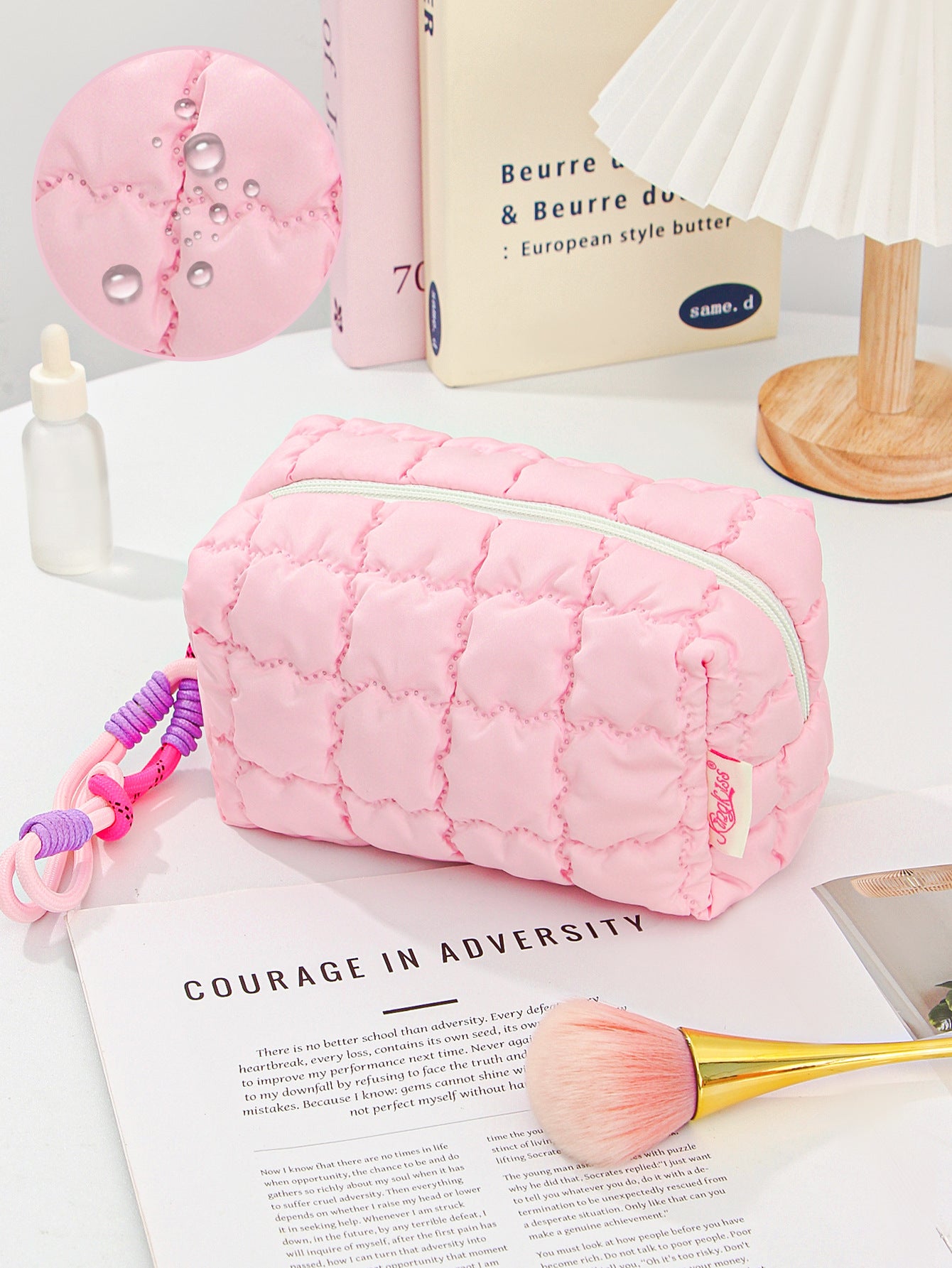 Puff Quilted Octagonal Cosmetic Toiletry Bag