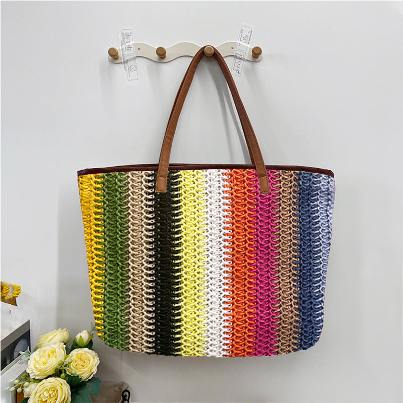 Handheld Woven Large Capacity Commuter Tote Bag