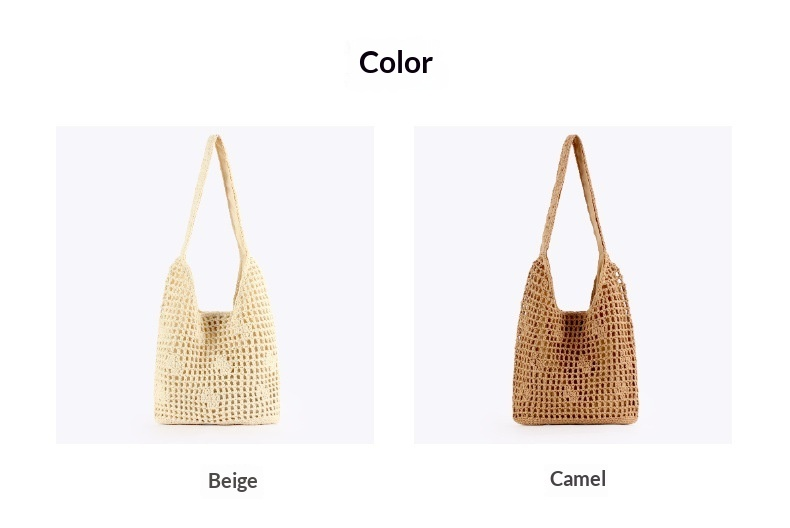Boho Openwork Hand Crocheted Cotton Rope Shoulder Tote Bag