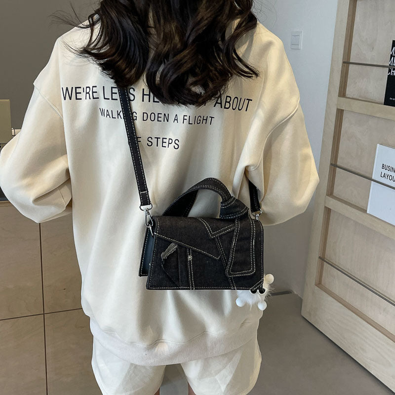 Women Casual Shoulder Denim Box Square Handbag