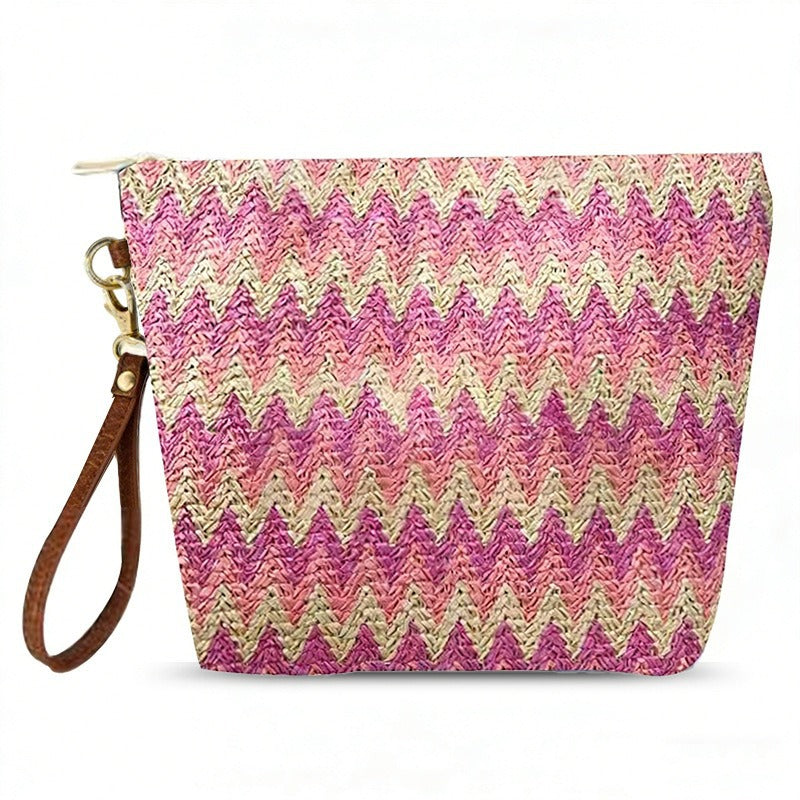 Women's Straw Woven Lipstick Coin Beach Bag
