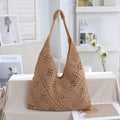 Women Daisy Flower Straw Woven Portable Shoulder Beach Vacation Bag