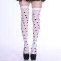 Halloween Thigh-High Socks with Bat and Haunted House Prints