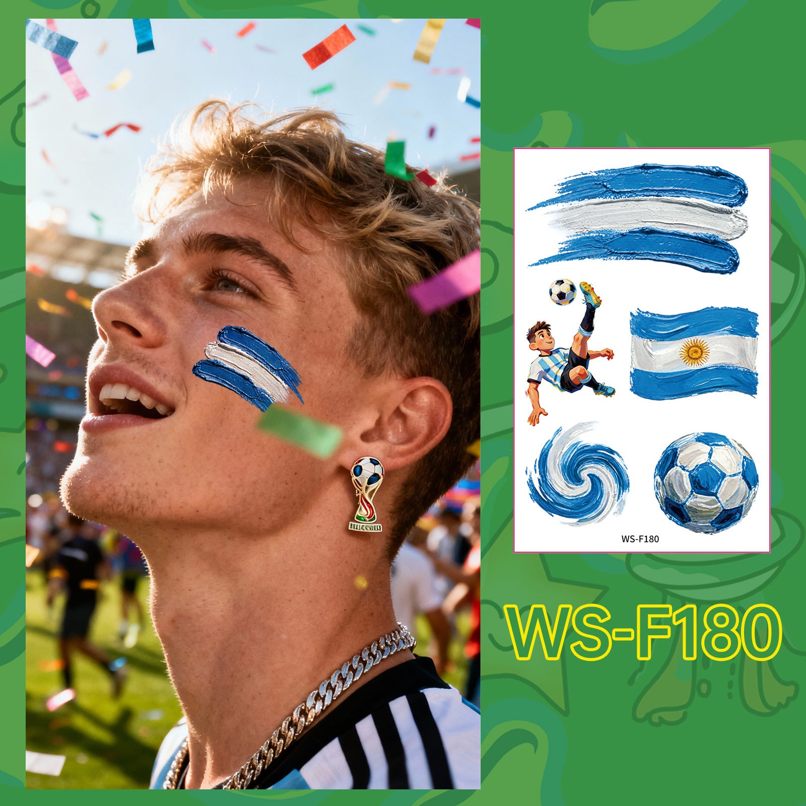 Football World Cup Tattoo Face Stickers
