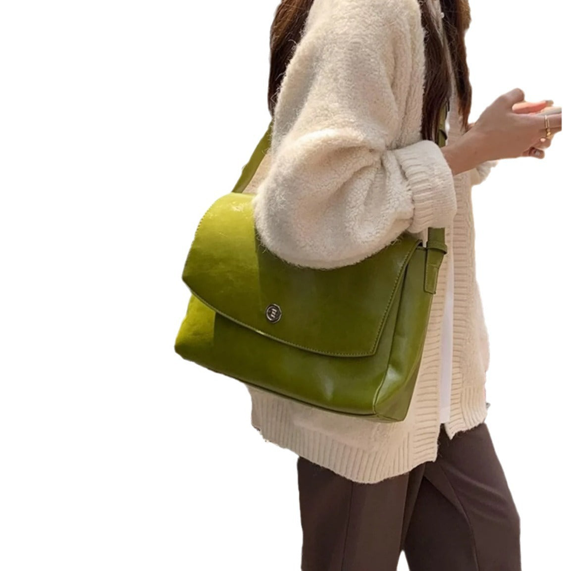 Vintage Leather-Look Flap Adjustable Shoulder Crossbody Bag