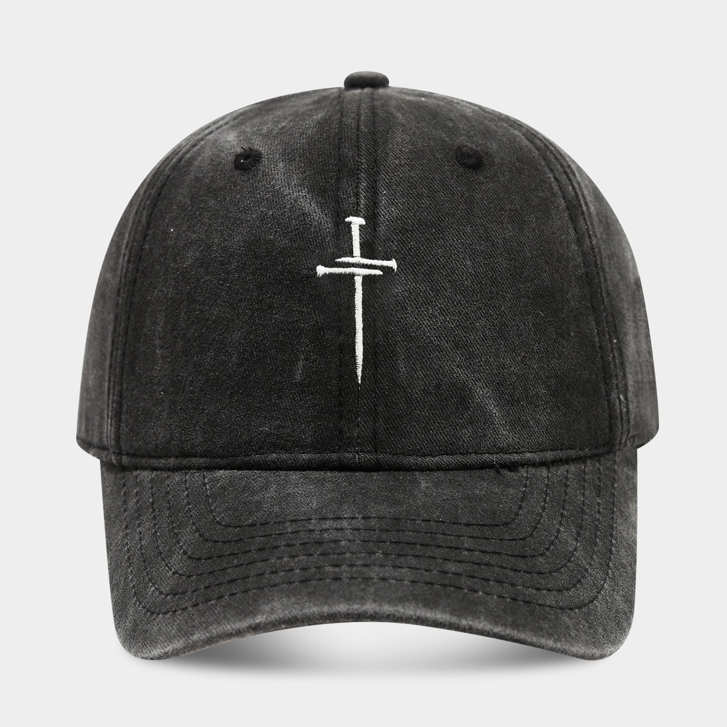 Washed Retro Cotton Embroidered Cross Baseball Cap