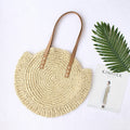 Women Shoulder Beach Woven Casual Travel Vacation Round Large Tote Bag