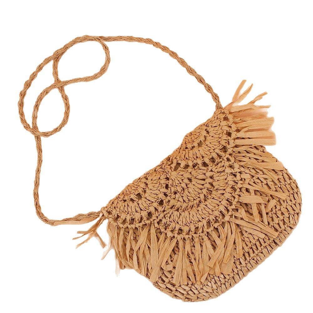 Women 2026 New Straw Woven Crossbody Shoulder Beach Vacation Mobile Phone Bag
