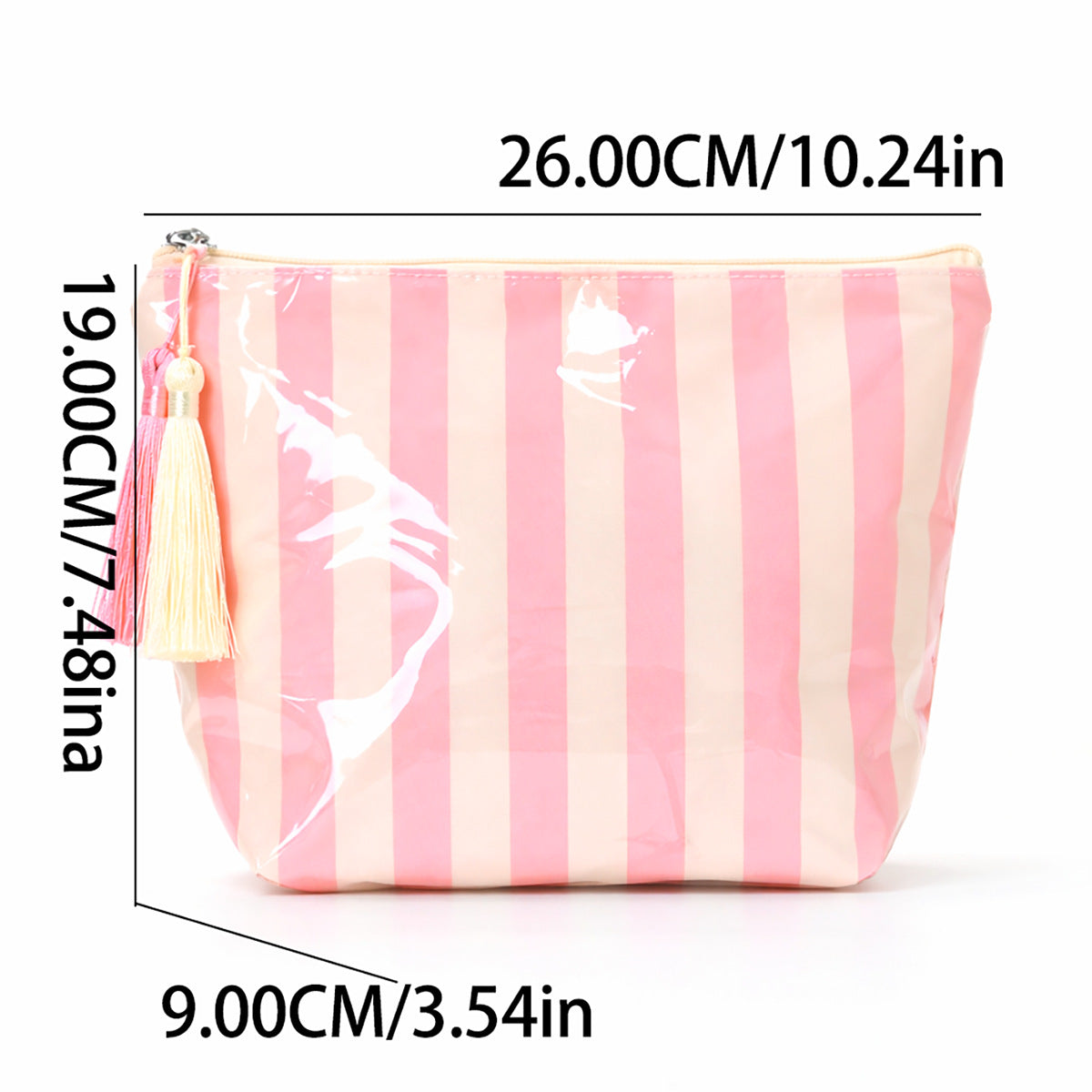 Glossy PVC Striped Waterproof Cosmetic Bag