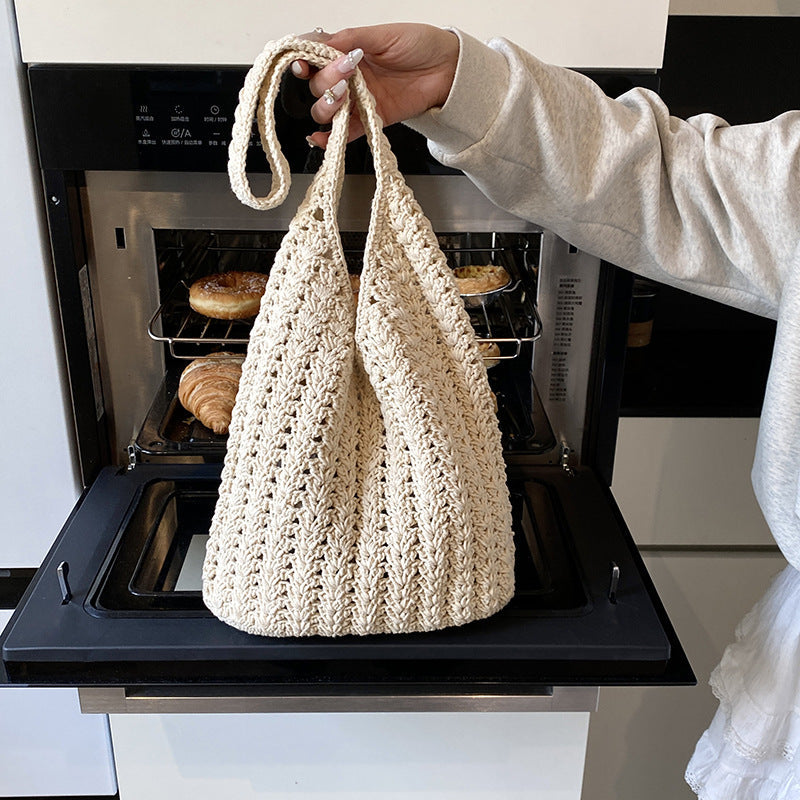 Women Cotton Rope Woven Hobo Purse Crochet Shoulder Bag