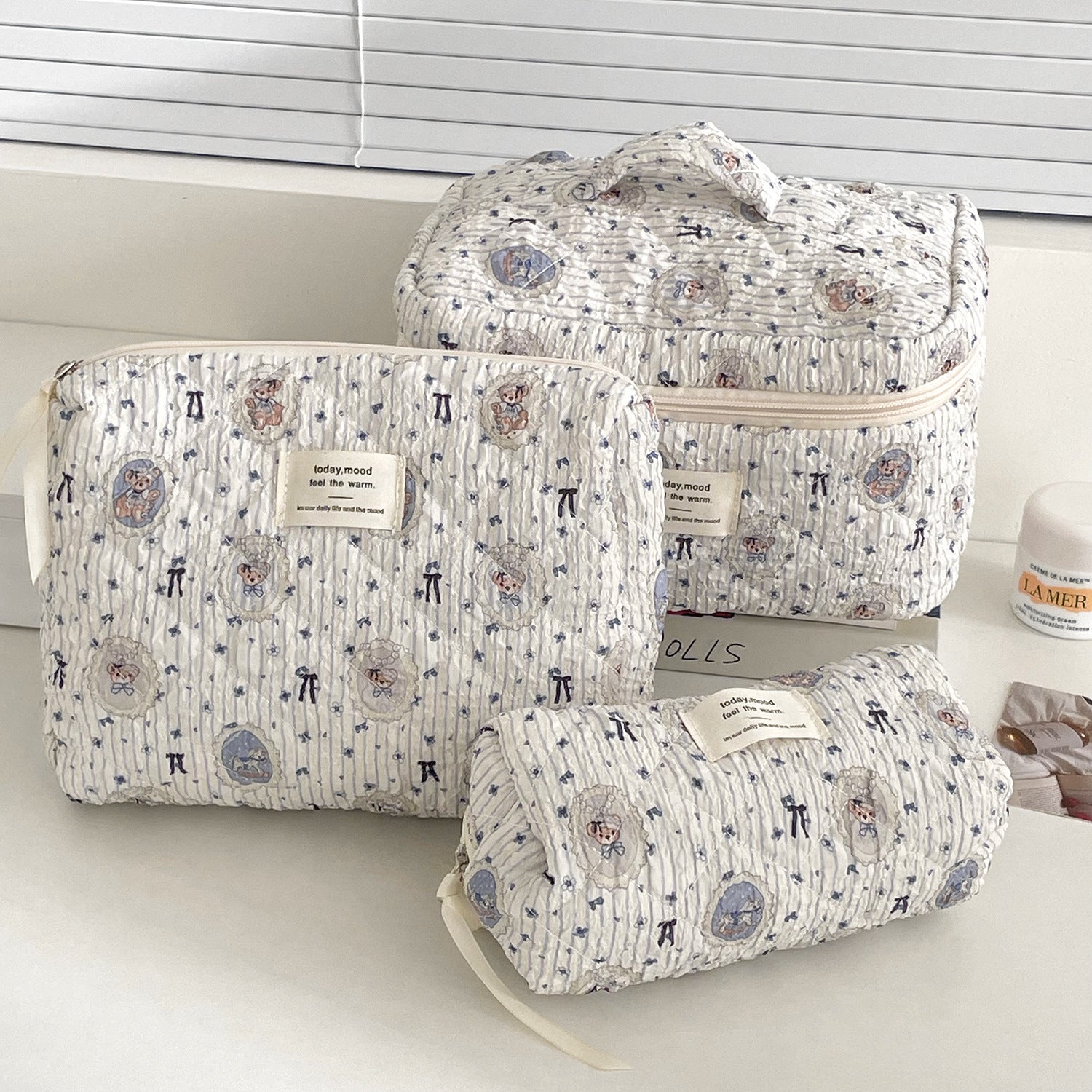 Multi-Pattern Palace Quilted Cosmetic Clutch and Octagonal Set