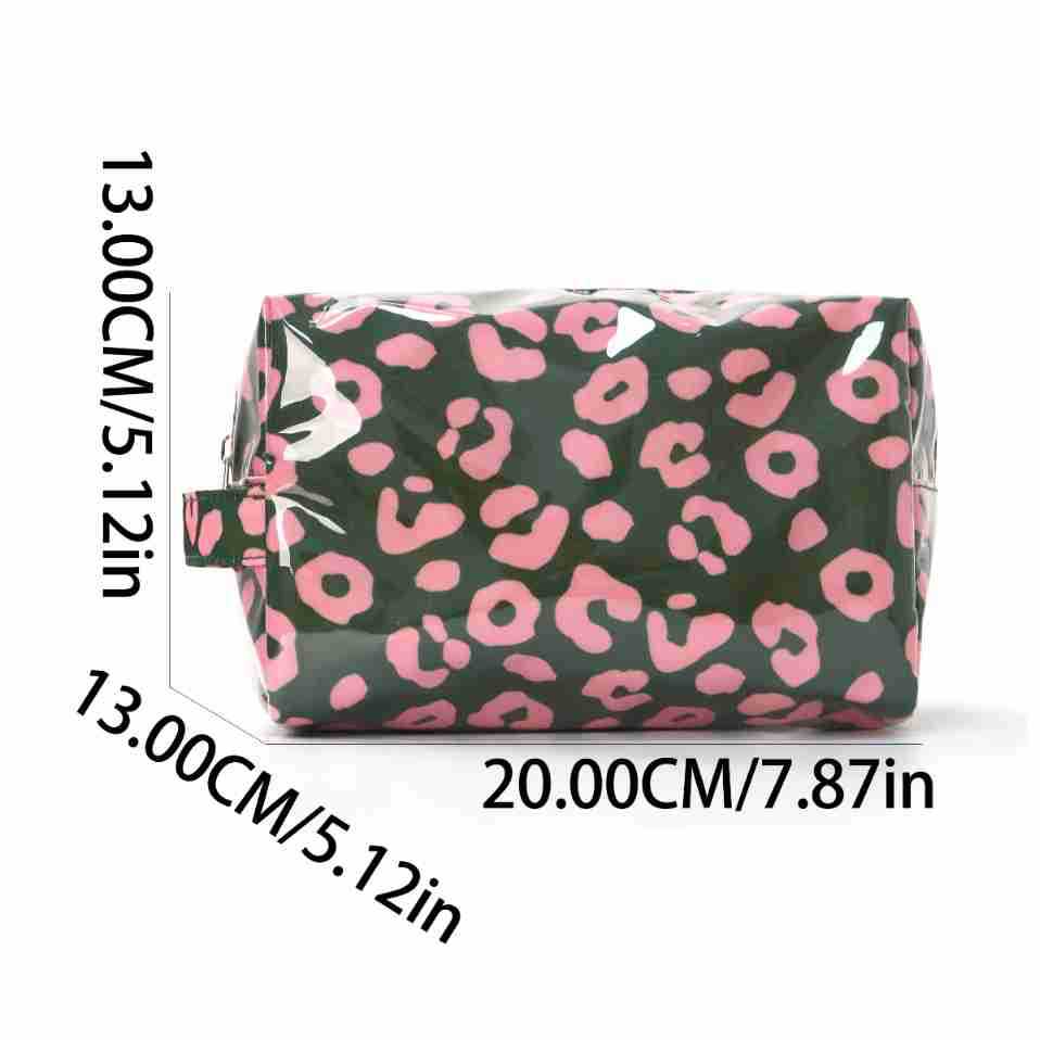 Leopard Print Glossy PVC Waterproof Portable Toiletry Bag