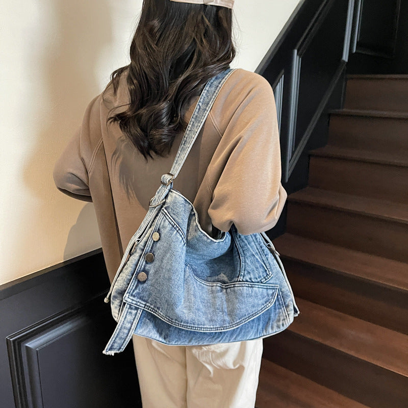 Women 2026 Retro Denim Crossbody Bag, Large Capacity Commuter Tote