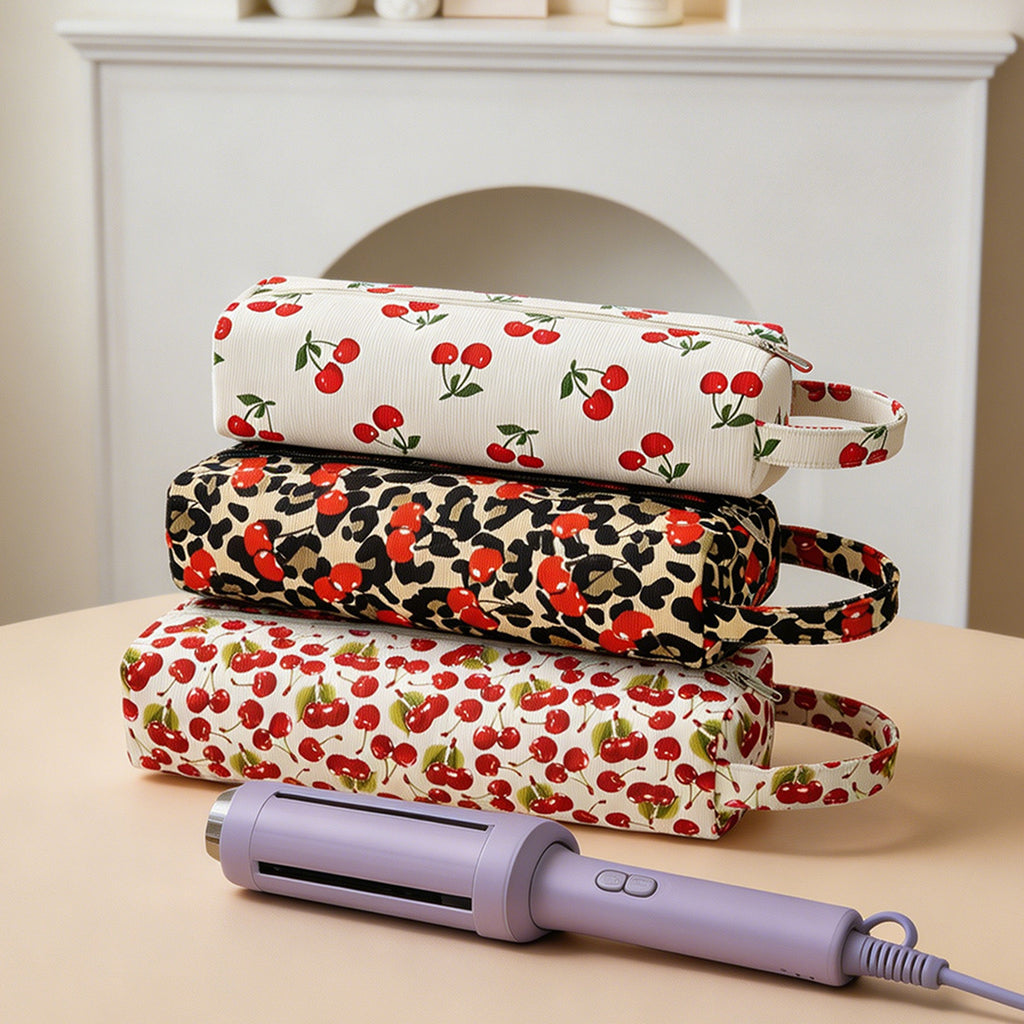 Corduroy Printed Waterproof Hair Dryer and Curling Iron Storage Bag