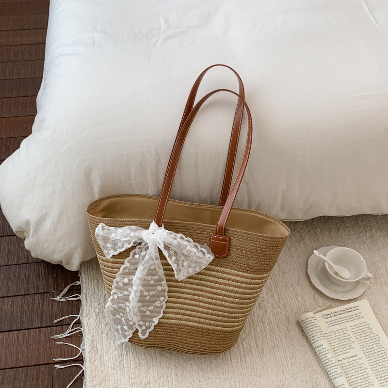 Women Straw Large New Unique Beach Woven Commute Tote Bag