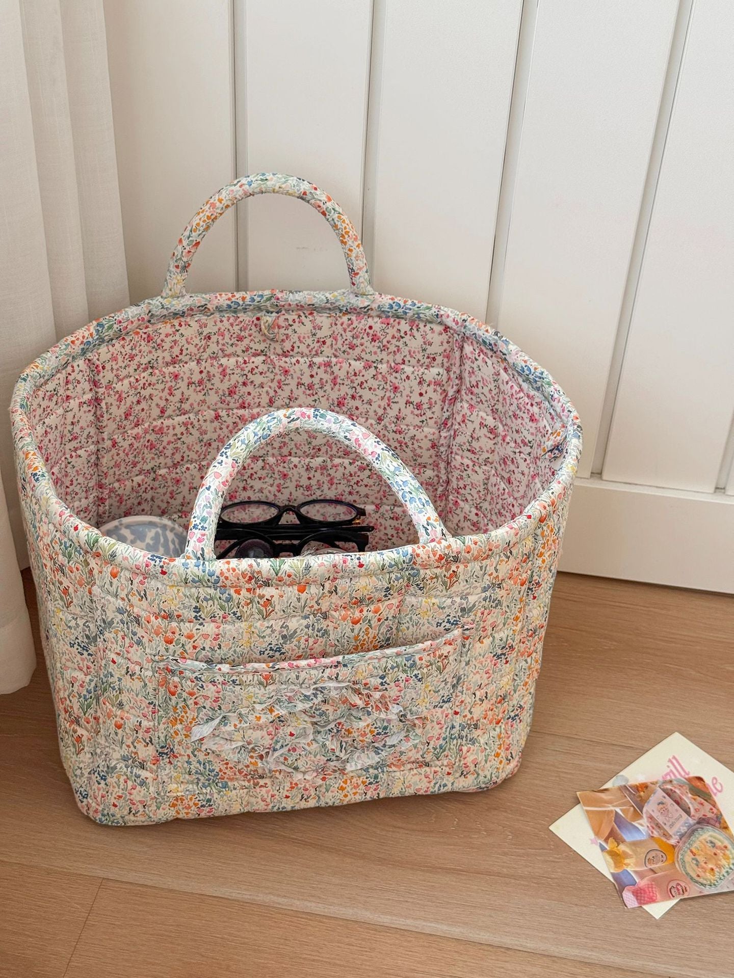Floral Foldable Lightweight Storage Basket