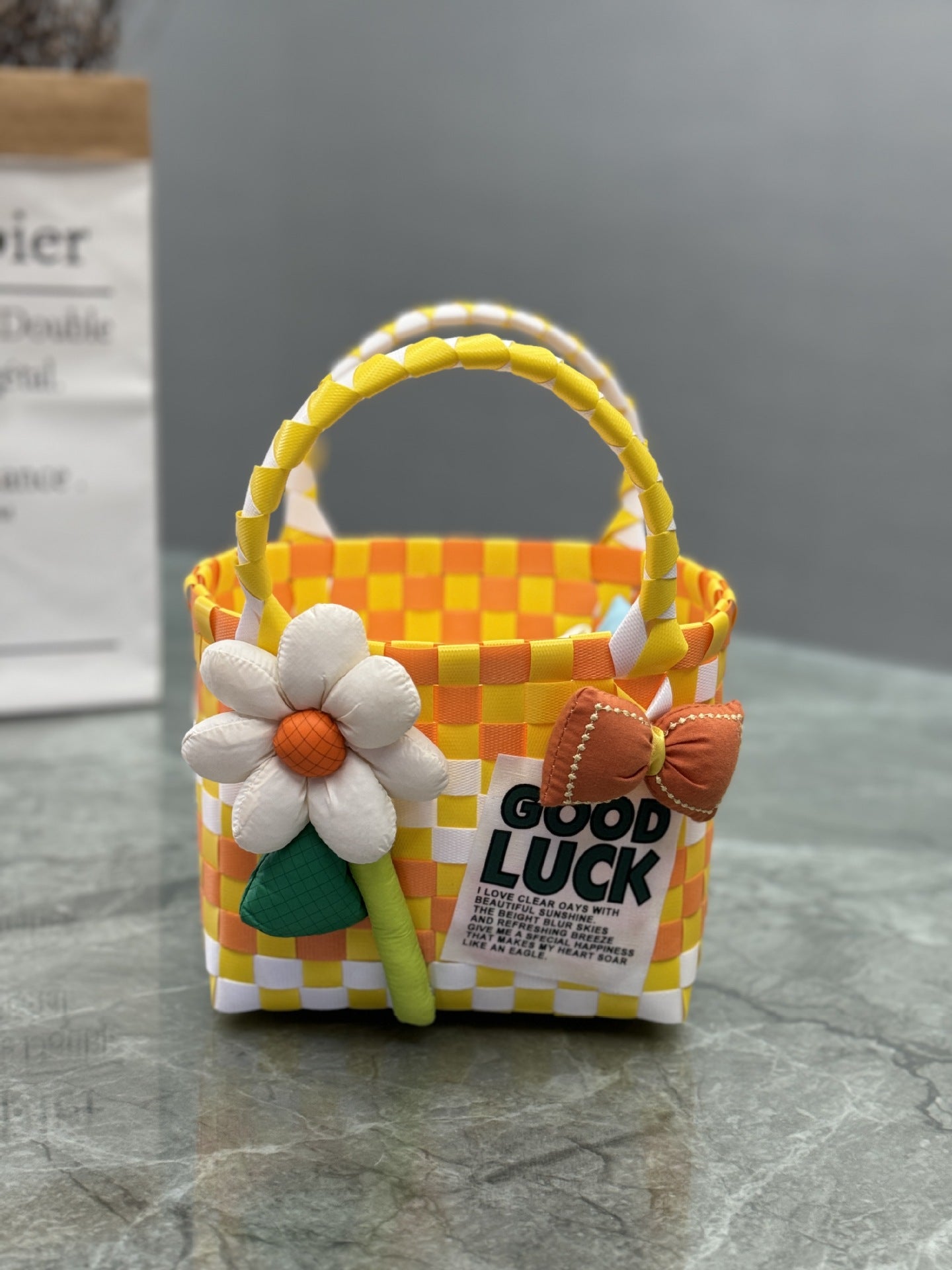 Plastic Woven Small Square Handbag Souvenir Bag