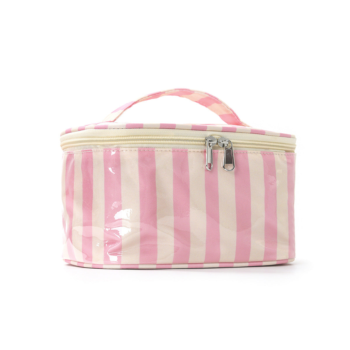 Contrast Stripe Cosmetic Bag Large Capacity Portable Toiletry Bag Waterproof Pvc Travel Storage Bag Large Capacity Cosmetic Bag