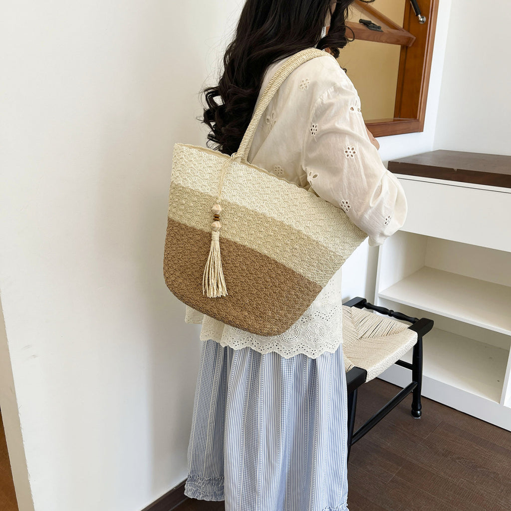 Women 2026 Fashion Handmade Woven Beach Large Shoulder Handbag
