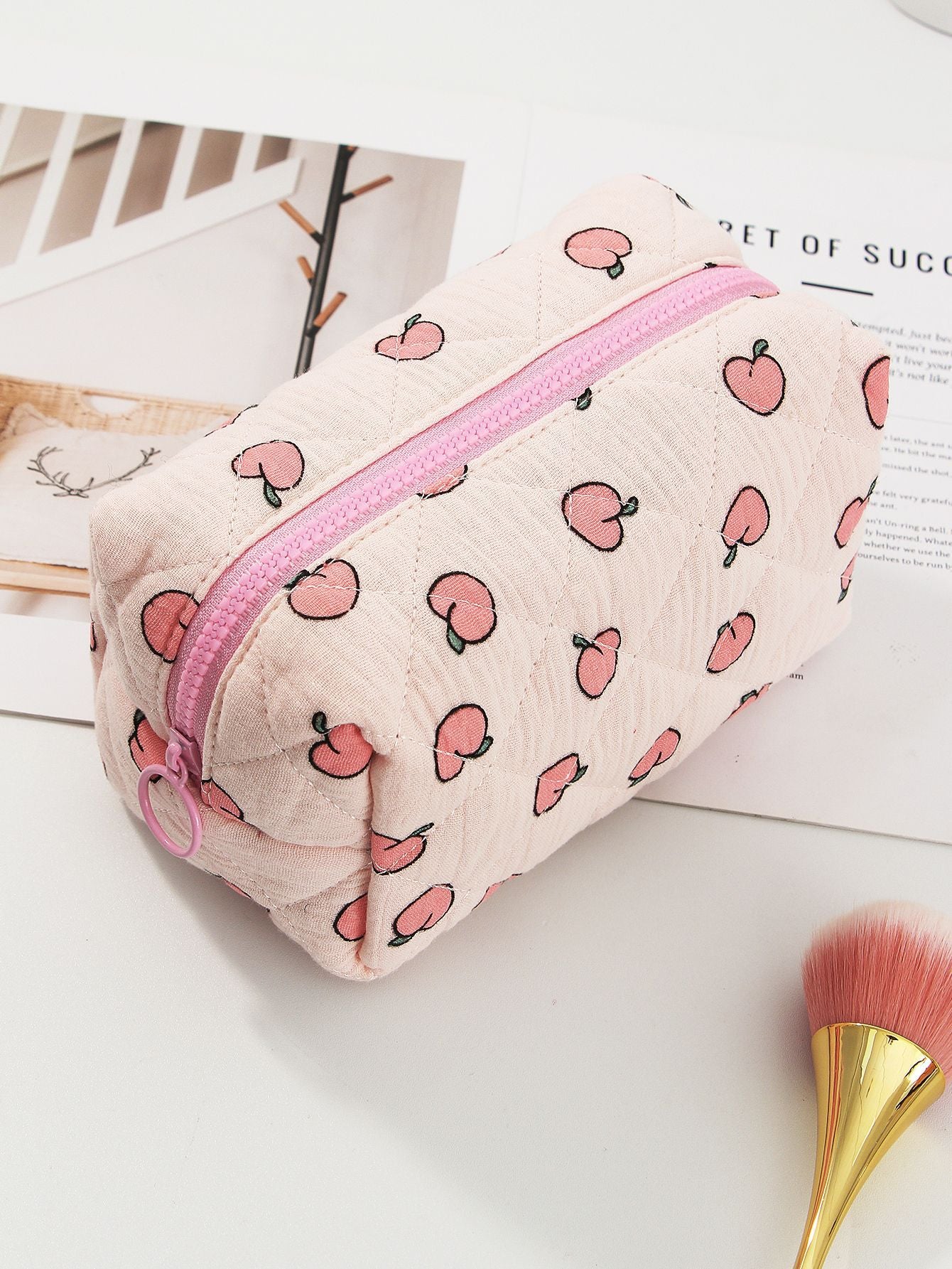 Quilted Cotton Large Capacity Cosmetic Toiletry Bag