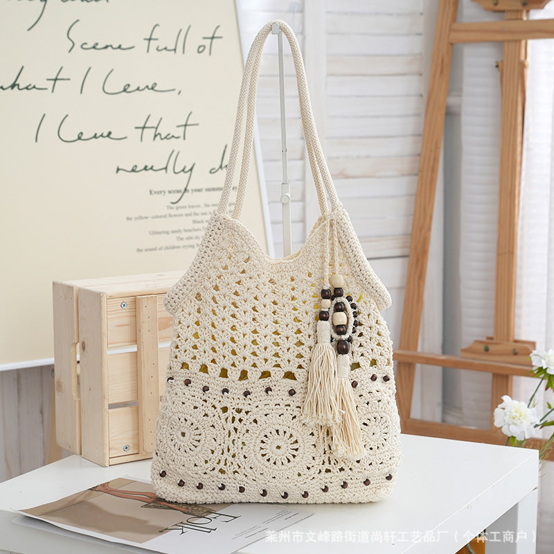 Crochet Cotton Woven Tassel Large Capacity Casual Armpit Commuter Bag