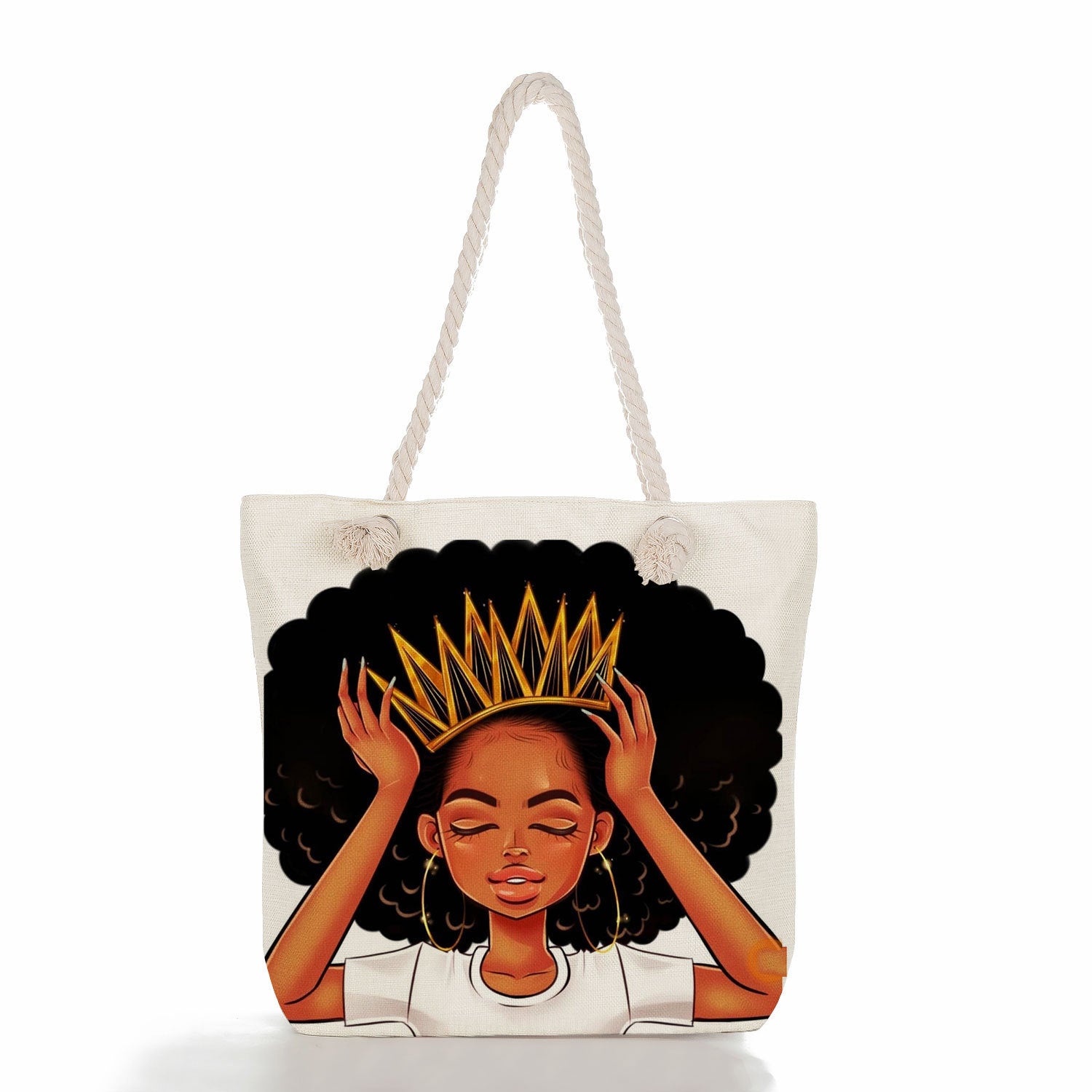 High-End Ethnic Canvas Hemp Rope Armpit Tote