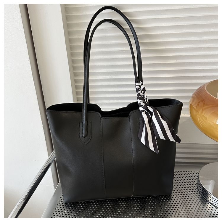 Minimalist PU Leather Tote Bag, Large Everyday Shoulder Handbag
