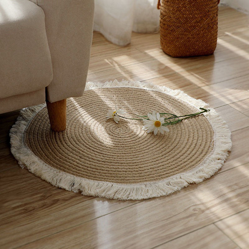 Cotton Linen Tassel Round Floor Mat