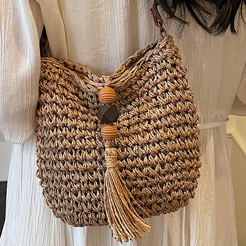 Women Trendy Bucket 2026 New Woven Crossbody Beach Small Bag