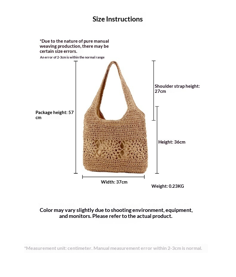 New Woven Shoulder Bag, Beach Vacation Photo, Daily Leisure, Work And Commuting, Versatile, Simple And Niche Women'S Bag