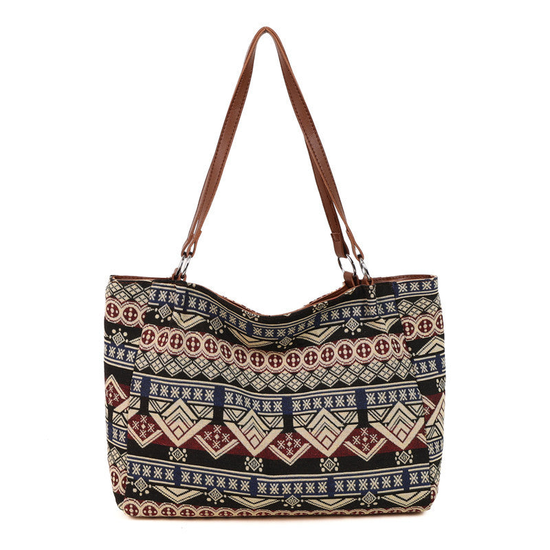 Women’s Vintage Inspired Geometric Woven Shoulder Bag