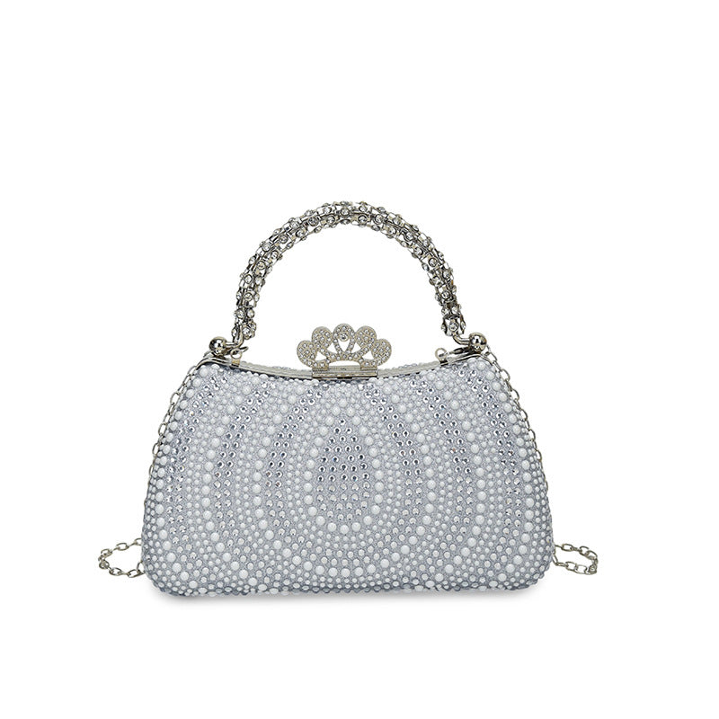 Shining Rhinestone Clutch Bag with Chain Strap