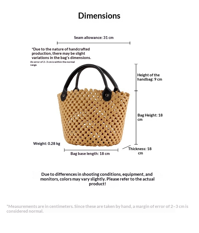 Open Weave PVC Handbag Basket Tote with Contrast Handles