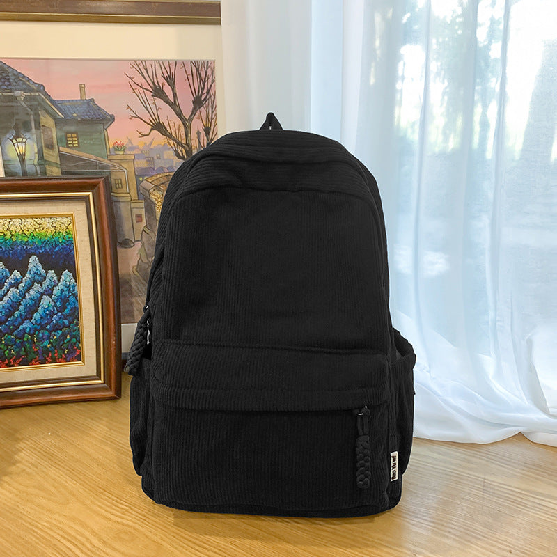 Women 2026 Corduroy Backpack, Large Capacity Student School Bag