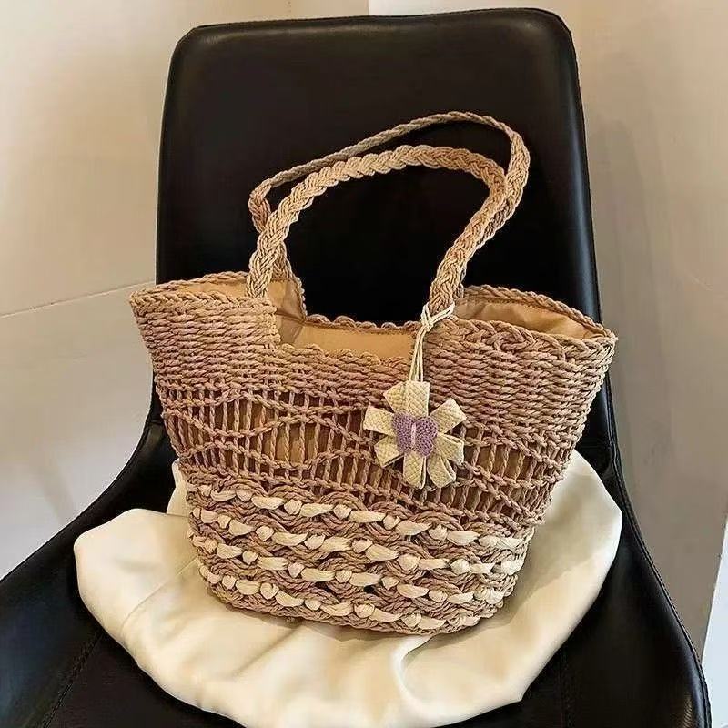 Casual Straw Handmade Woven Large Capacity Beach Shoulder Bag