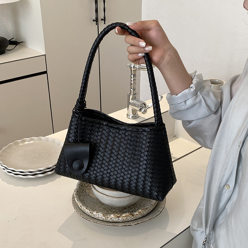 Vintage Woven PU Leather Shoulder Bag