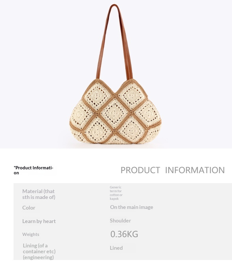 Boho Hand-Crocheted Cotton Patchwork Granny Square Shoulder Bag